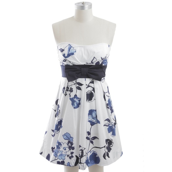 Dark Blue White Bow Dress
